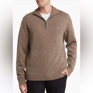 NWT $99 Rodd & Gunn Men's Wool "Jacks Bay knit” Quarter-Zip Sweater L Oatmeal